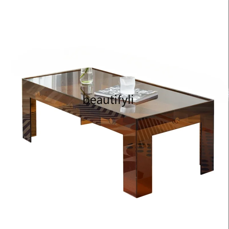 07Nordic Style Simple Coffee Table Modern Minimalist Living Room Home Rectangular Small Table Acrylic Light Luxury Tea Table