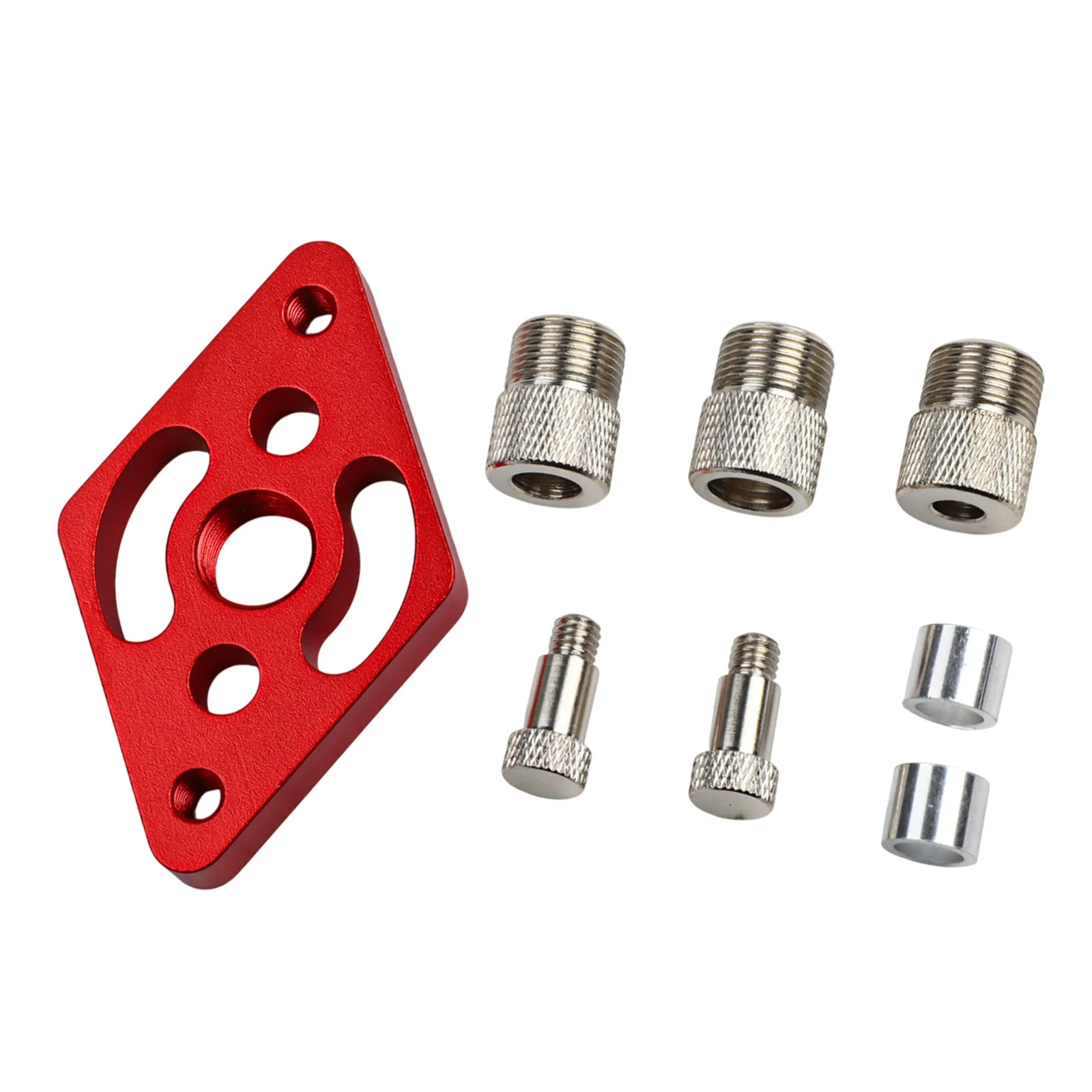 Szablon do kołków z prowadnicą wiertarską i tulejami stalowymi 6 mm, 8 mm i 10 mm do precyzyjnego wyrównywania otworów w projektach stolarskich