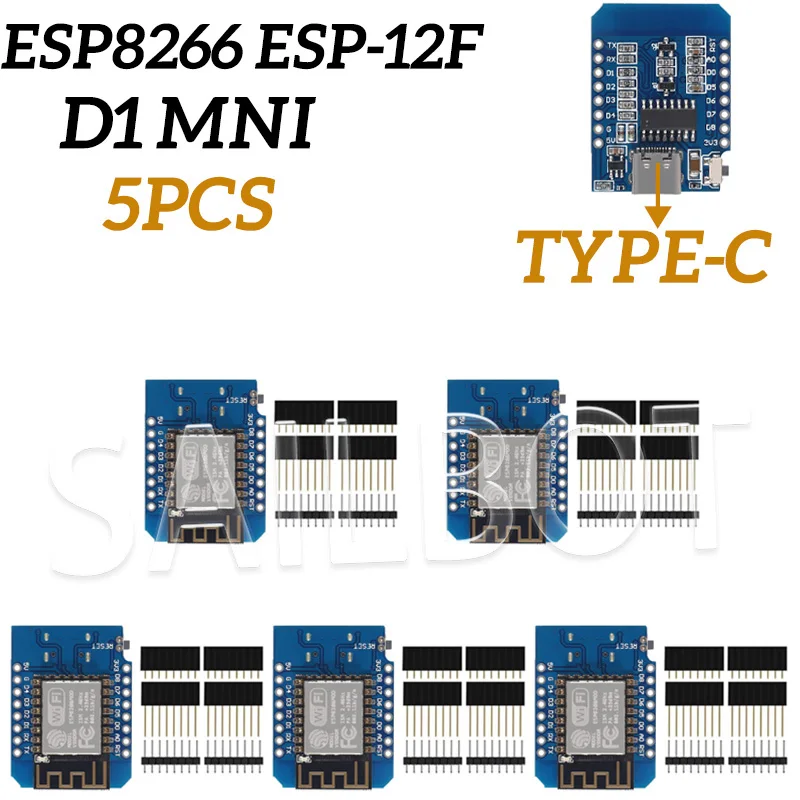 NONE 1-10PCS WeMos D1 Mini TYPE-C/Micro USB ESP8266 ESP-12F CH340G V2 Modul WiFi D1 Mini entwicklung Bord 3,3 V Mit Pin Für Arduino 6
