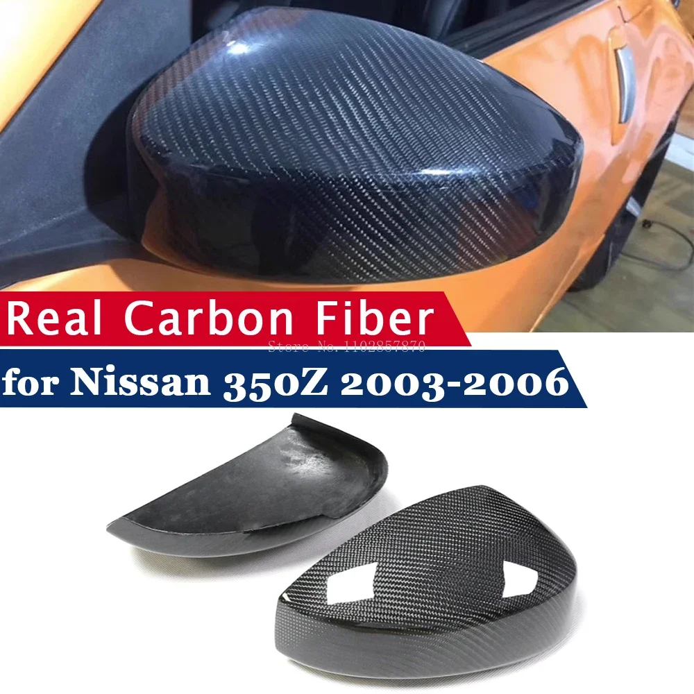 

Rearview Mirror Cover for Nissan 350Z 2003-2006 Real Carbon Fiber Side Mirror Shells Add on Frame Case 2PCS Protectors