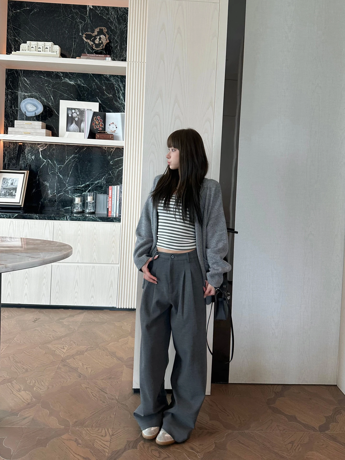 

ay Casual Loose Women's West Pants Dra Slim Straight Leg High Waist Long Trousers for Young Women