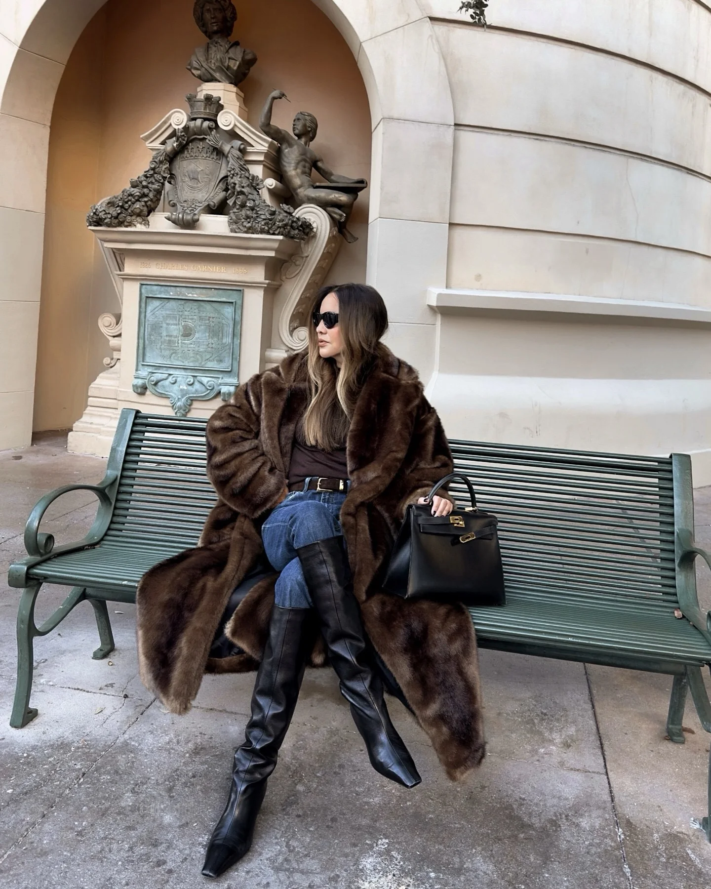 여성용 다크 다크 브라운 인조 모피 롱 오버코트, 싱글 브레스트 플리스 재킷, 트렌치 코트, 푹신한 플러시 따뜻한 코트, 2023 겨울 신상