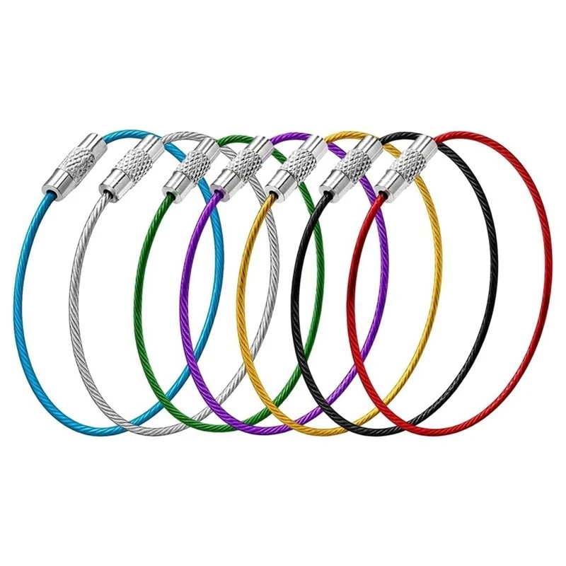 Keychain Cable 50Pcs Stainless Steel Wire Keyring, Luggage Tag Loops