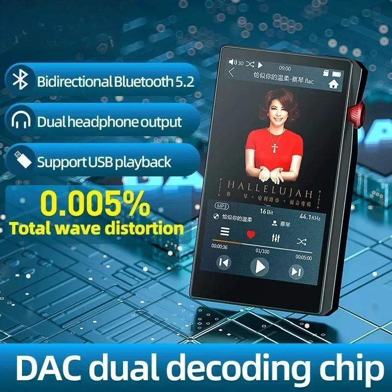 Portable Lossless High Resolution Digital Audio Player Bluetooth OTG USB DSD Music Playback Device Support 1TB Storage HiFi