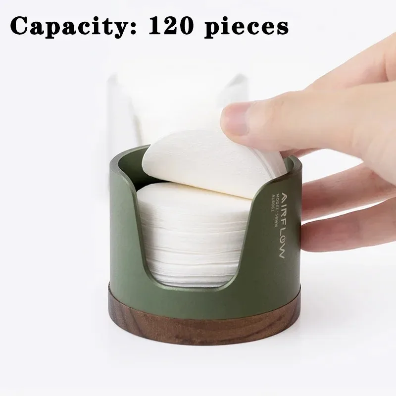 51/54/58MM Universal Coffee Filter Paper Storage Box 120 Pieces Handle Round Filter Paper Holder Moka Pot Filter Paper Dust Box