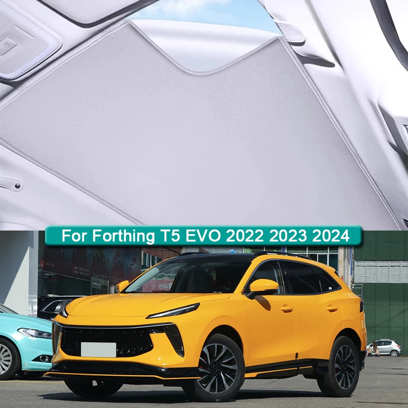 For Forthing T5 EVO 2022 2023 2024 Electrostatic Adsorption Car Roof Sunshade Skylight Blind Shading Windshield Sunroof Cover