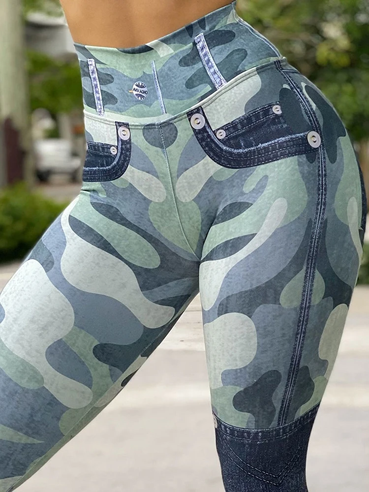 Leggings con estampado de camuflaje para mujer, mallas suaves de entrenamiento, pantalones de Yoga de cintura alta, ropa de gimnasio de licra, 2023