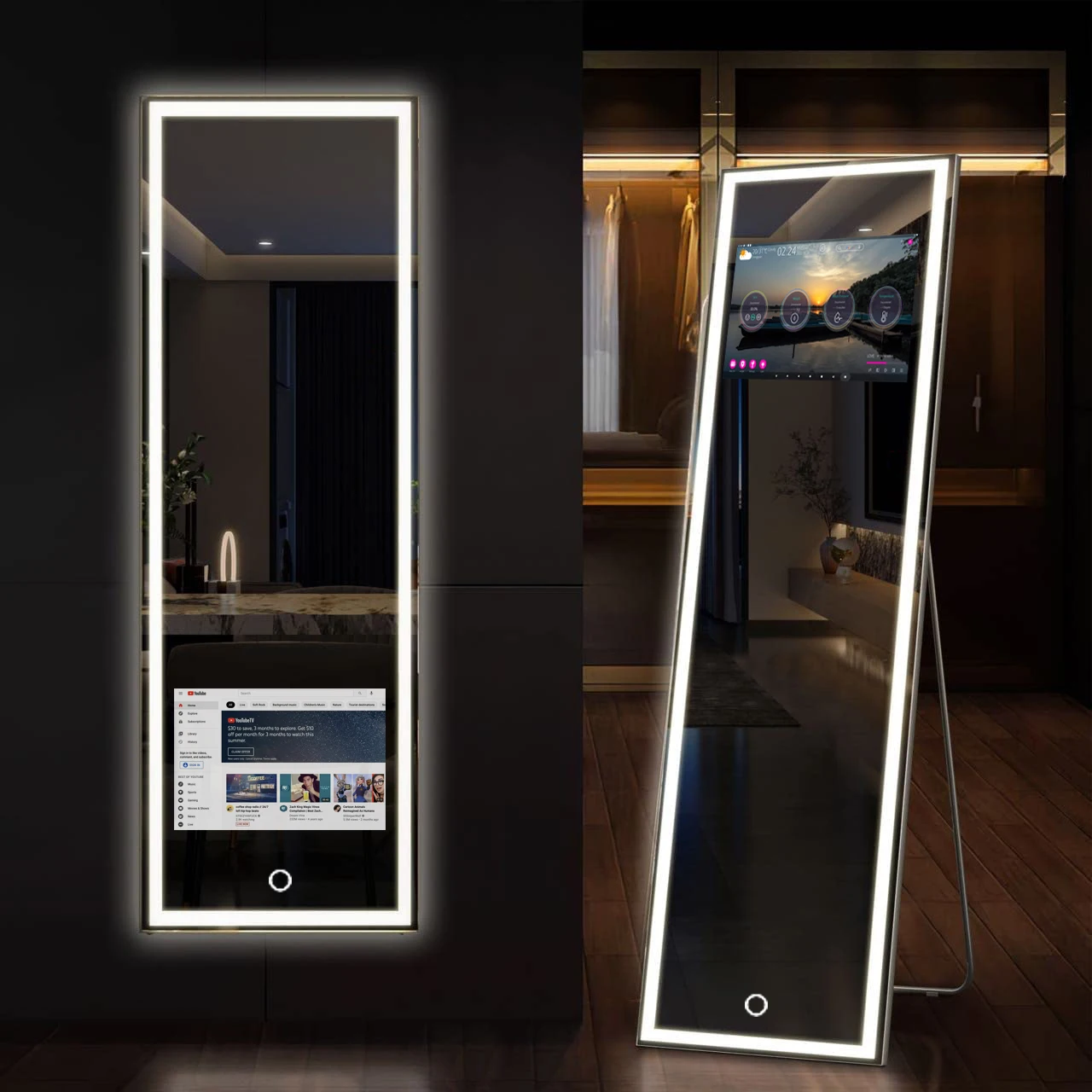 2023 Hotel Led Dressing Slimme Make-Up Spiegel Achtergrondverlichting Led Badkamer Spiegel Touchscreen Spiegel Tv