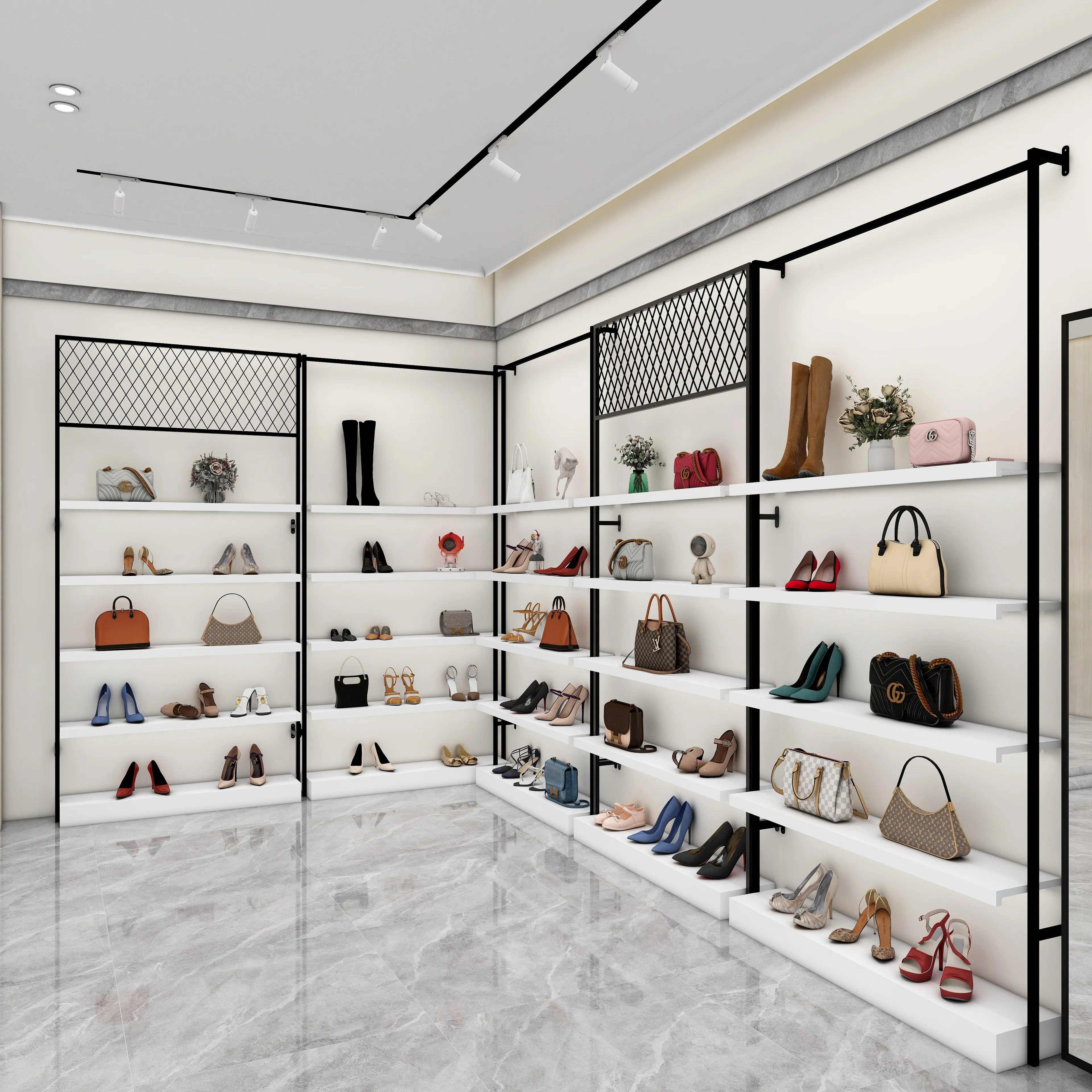 

Shoe store shoe rack display commercial shoe rack classmate shelf bag wall column clothing store customization