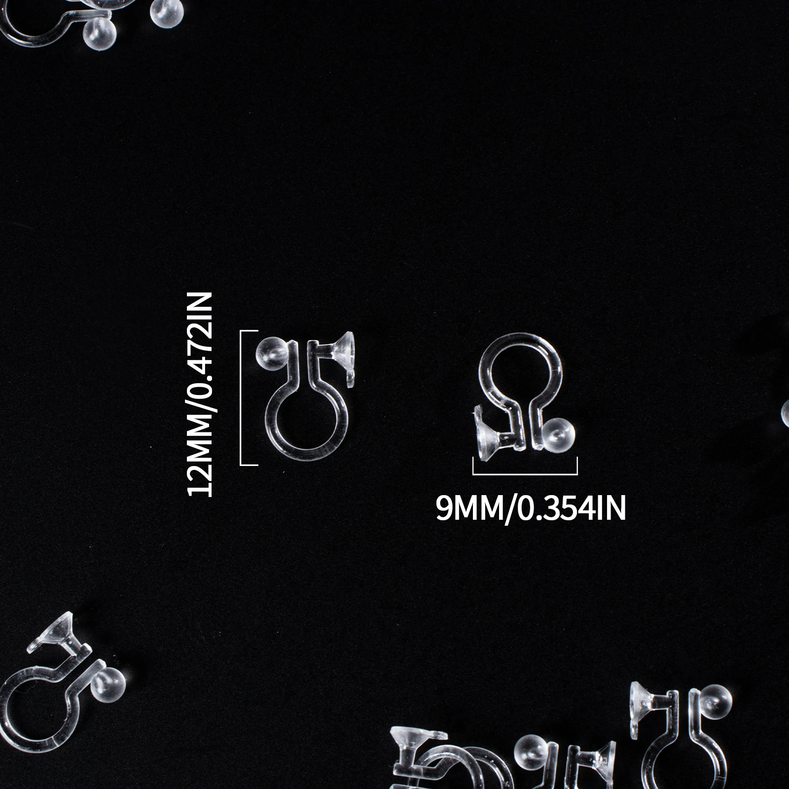 50 Pcs  Clear Plastic Clip-on Earring Converter Component Fit for 3mm Rhinestone 12x9x3mm  for Non Pierced Ears image 2