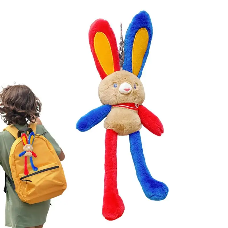 Plush Bunny Ornament Cute Bunny Animal Doll Schoolbag Pendant Colorful Stuffed Bunny Plush Ornaments For Car Interior Purse