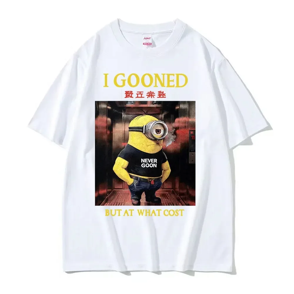 I Gooned But At What Cost Funny Meme T-shirts Casual  Short Sleeve T-shirt Men Women Oversized Japanese Streetwear T Shirt