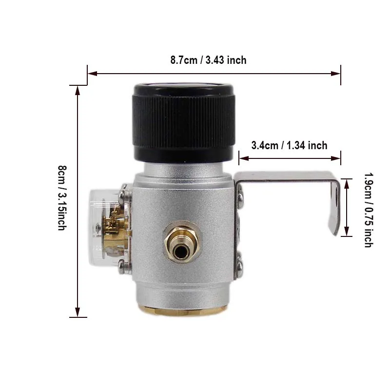 Adjustable Single Knob Co2 Regulator 30psi with Mounting Bracket 8mm Hose Barb Use with 5/8\