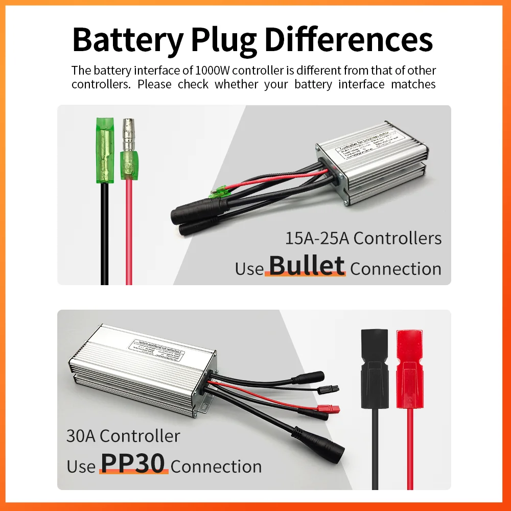 Ebike KT Controller 36V/48V 250W-1000W Julet Waterproof Plug 15A/17A/22A/25A/30A For Electric Bicycle Motor Conversion Kit