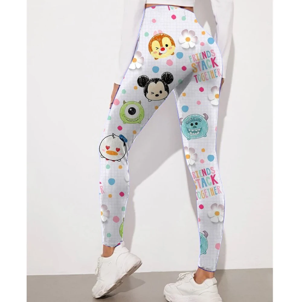 ผู้หญิงยิมLeggings Disney Mickey Mouse Minnieพิมพ์Mujer Push Up BootyกางเกงScrunchกีฬาฟิตเนสสูงเอวออกกําลังกายโยคะ