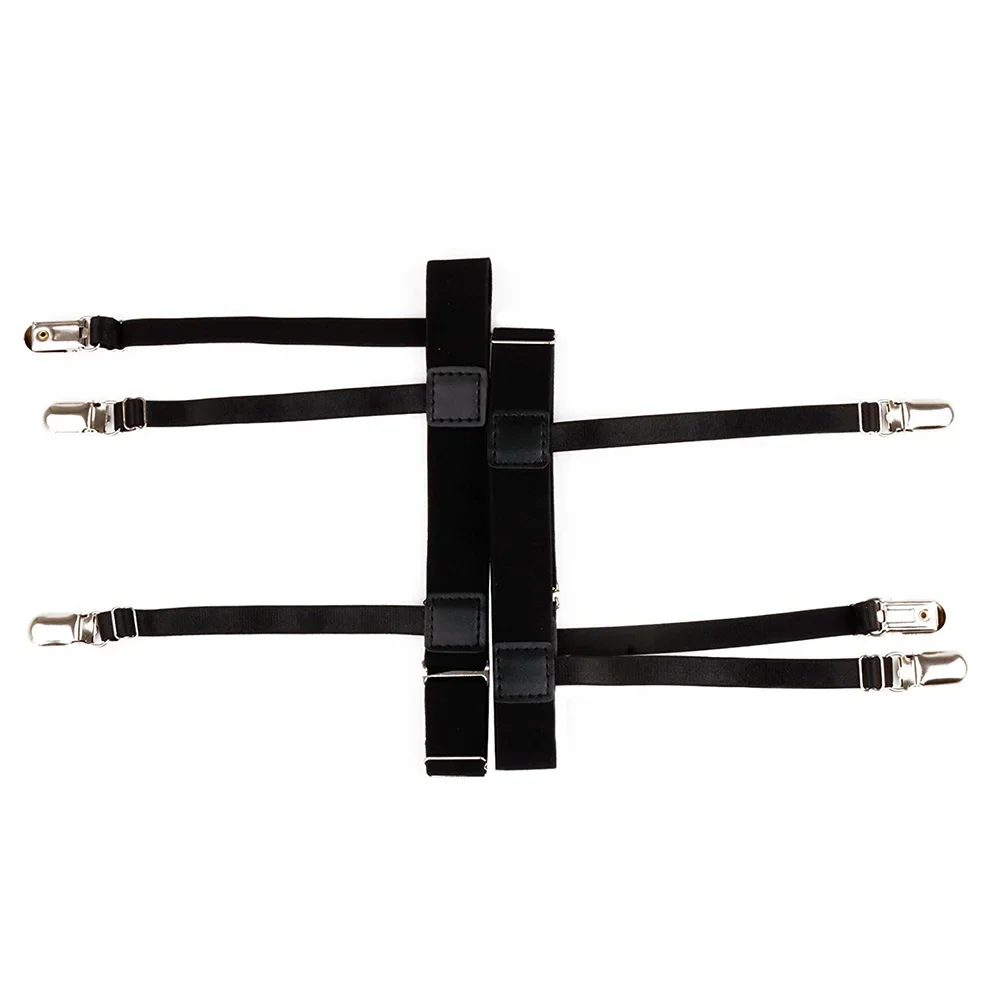 Men's Adjustable Elastic Shirt Stays with Locking Clamps