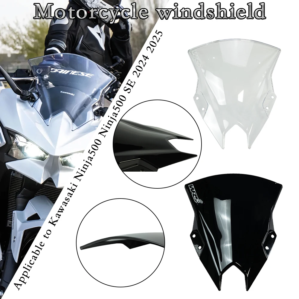 

For Kawasaki Ninja 500 Ninja 500 SE 2024-2025 Motorcycle Front Windshield Deflector Double Bubble Windshield Screen