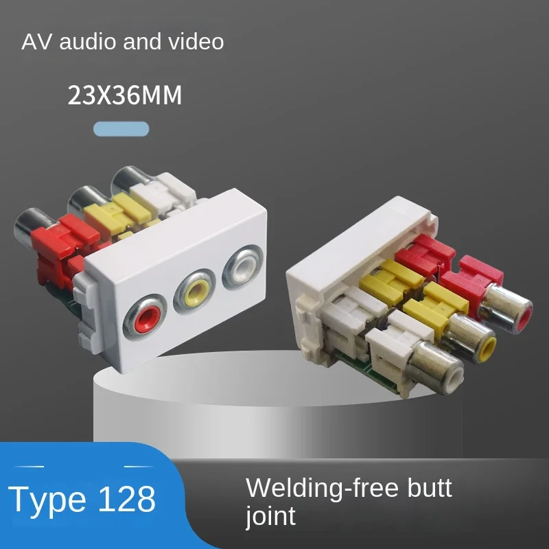 Painel AV Lotus de 3 furos montado na parede, desmontagem direta sem solda, módulo de ancoragem para equipamentos de áudio e vídeo