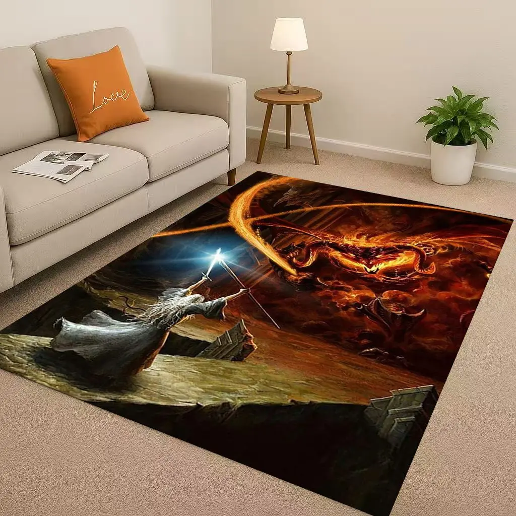سجادة كلاسيكية L-Lord of The Rings H-Hobbit Gandalf Legolas لغرفة المعيشة، سجادة ناعمة لأريكة غرفة النوم، ممسحة منزلية