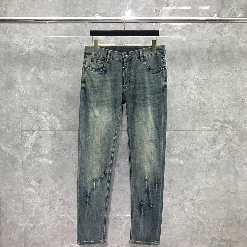 

TB Pants Men's Casual Jeans Spring Autumn New Straight Slim Fit Jeans Luxury Brand High Quality Denim Classic Trousers Male
