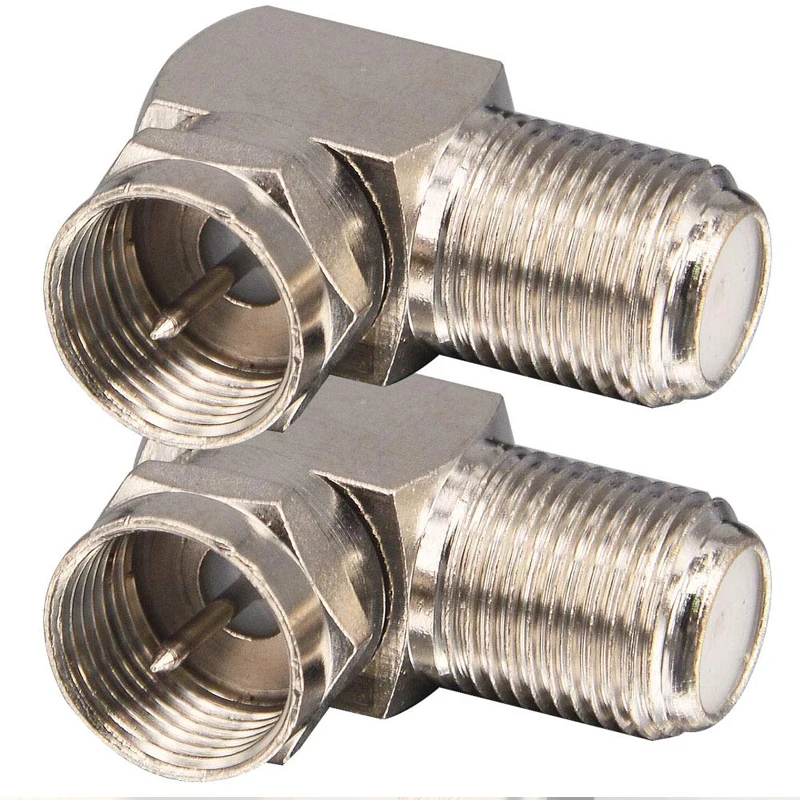 2Pcs RG6 F Type 90 Degree Coaxial Male to Female Cable Connector Adapter L Shape Plug for Wall Mounted TV, Modem, Wall Plate etc