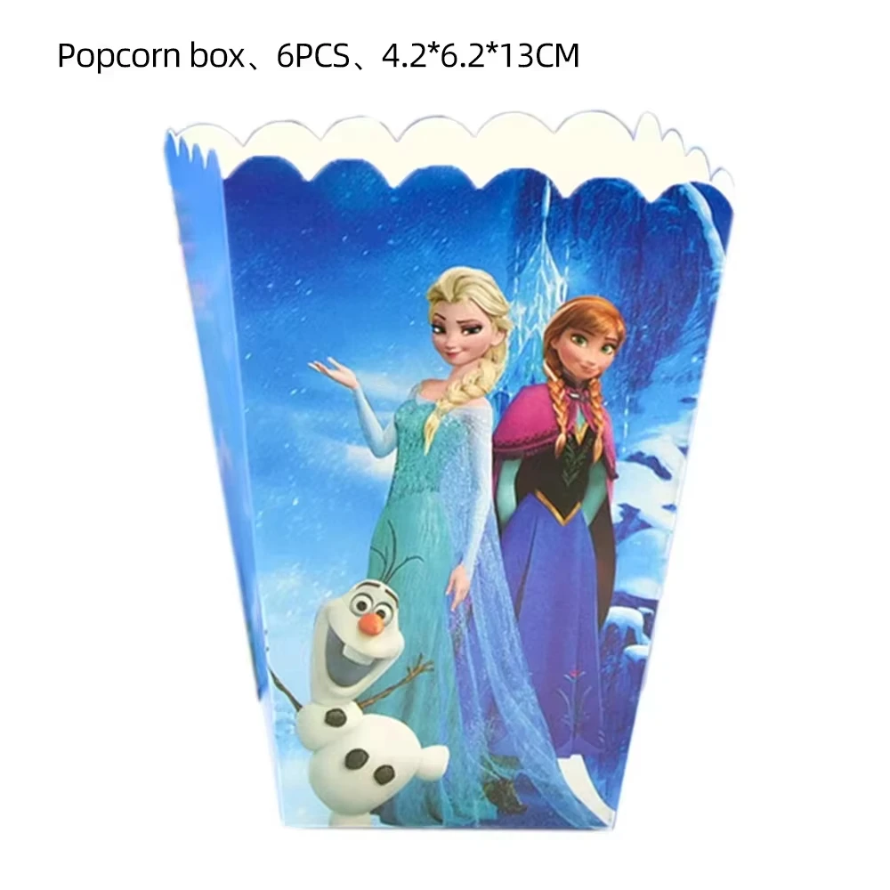 6/12/18/24pcs Frozen Birthday Party Popcorn Box Candy Box Elsa Anna Biscuit Box Birthday Food Box for Kids Baby Shower Supplies