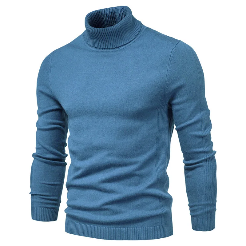 Winter Turtleneck Thick Mens Sweaters Casual Turtle Neck Solid Color High Quality Warm Slim Luxury Brand Men\'s Sweaters Pullover