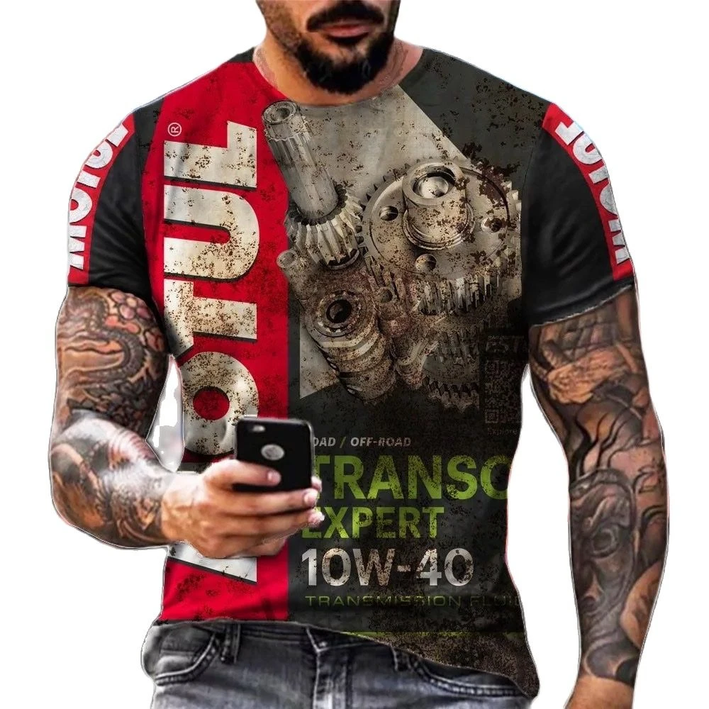 2022 Men's Casual T-Shirt Letter 3D Printing Motorcycle Racing Street Hip-Hop Trend O-Neck Short Sleeve Oversized Fashion T-Shir