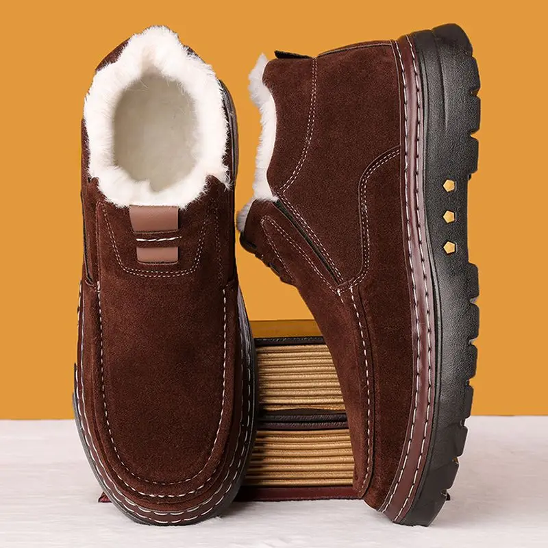 

Men's Winter Snow Boots Extra Warm Thickened Furry Cotton High Top Anti-Slip Soft for Cold Weather High-top Shoes