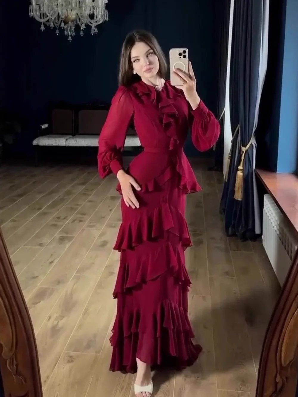

Женское платье Абая Ид с рюшами, элегантное однотонное платье для торта, мусульманское Джалабия, Рамадан, Vestidos, вечерние, арабский длинный халат, марокканский кафтан 2026