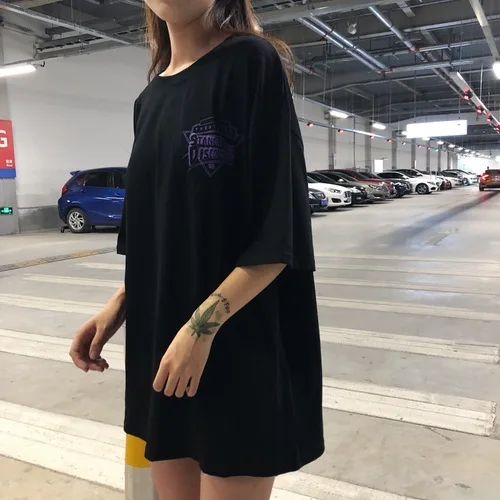 Korean Ulzzang Chic Graphic Printed Old School Style Oversized All Match Women Tee Tops Girl T-shirts