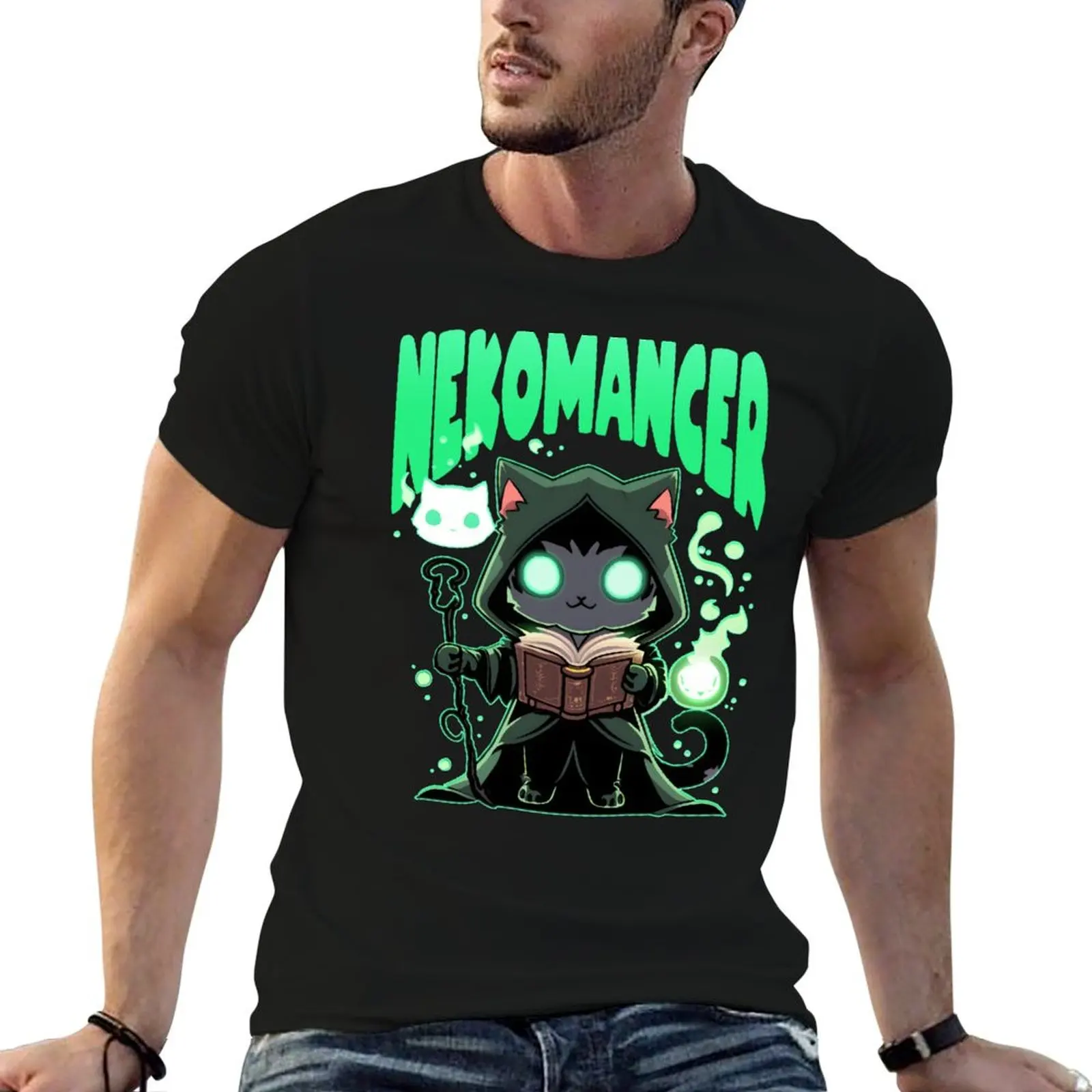 

Nekomancer Kawaii Cat Necromancer T-Shirt cotton t shirt man t shirts for man slim fit t shirt man plain T-Shirt
