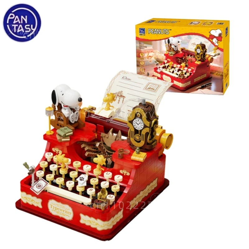

Pantasy Snoopy строительные блоки мультфильм ретро пишущая машинка сборка музыкальная игрушка модель Коллекционное украшение для рабочего стола Рождественский подарок