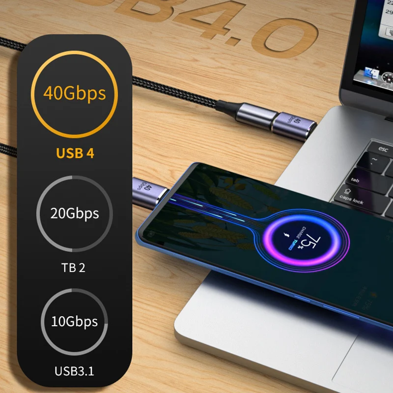 USB-C-Adapter Gerader Winkel adapter Typ C Buchse zu Typ C Stecker 40 Gbit/s Schnell daten adapter Konverter Lade adapter – Detail 5
