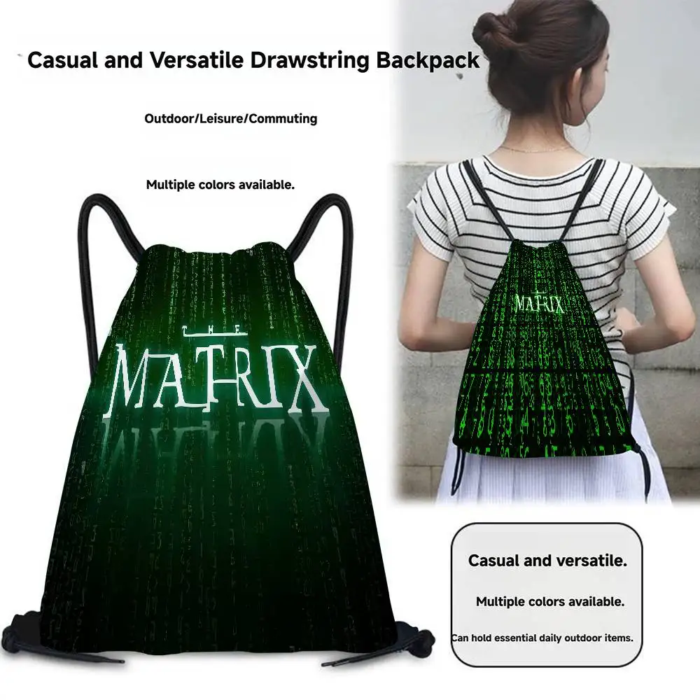 T-The M-Matrix Movie 1 قطعة حقيبة ظهر برباط حقيبة ظهر بسلسلة أكياس السرج حقيبة السائبة للمدرسة اليوغا رياضة رياضة السفر