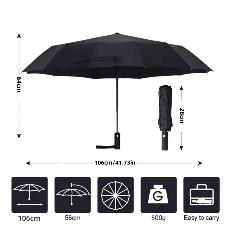 2026 Hot Selling Items 24 Bones 106cm Automatic Umbrella for Men and Women Outside Large Folding Rain and Sunshine Umbrella