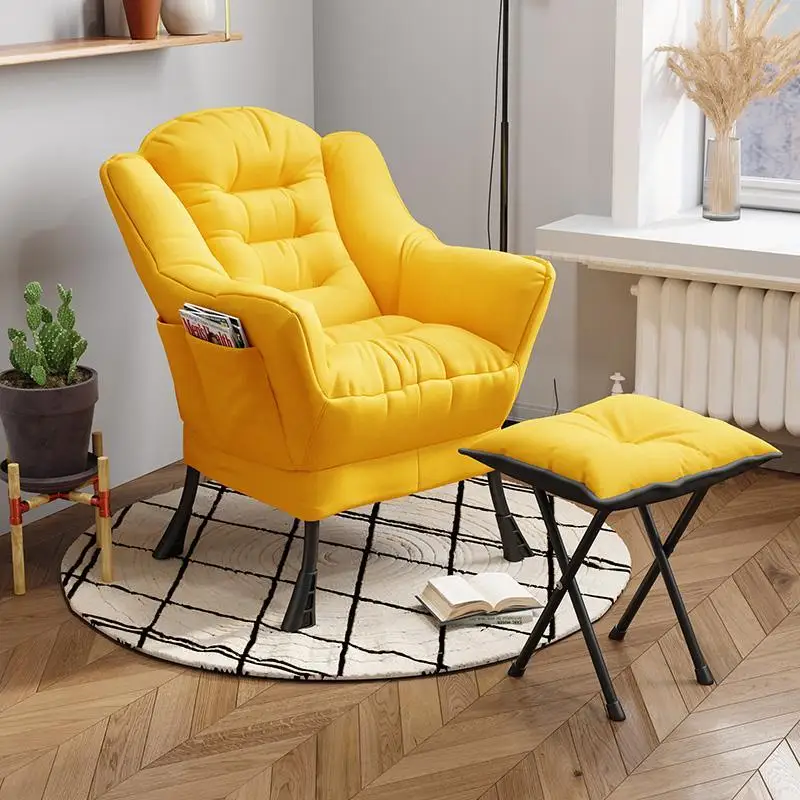 

New Living Room Chairs Lazy Leisure Home Light Back chair sofa chair Bedroom Home comfortable Sofa Chair Armchair with Footrest