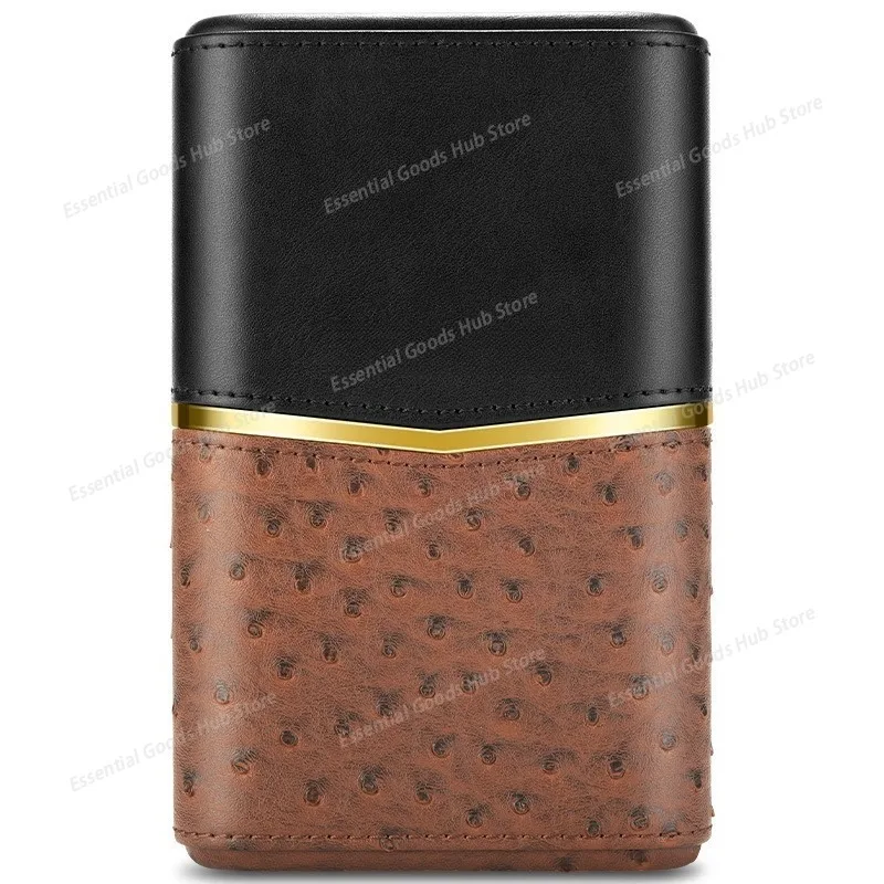 Leather Cigar Case 4 Packs with Cedar Wood Liner Cigar Humidor Travel Portable Moisturising Cigars Magnetic Laminating Seal