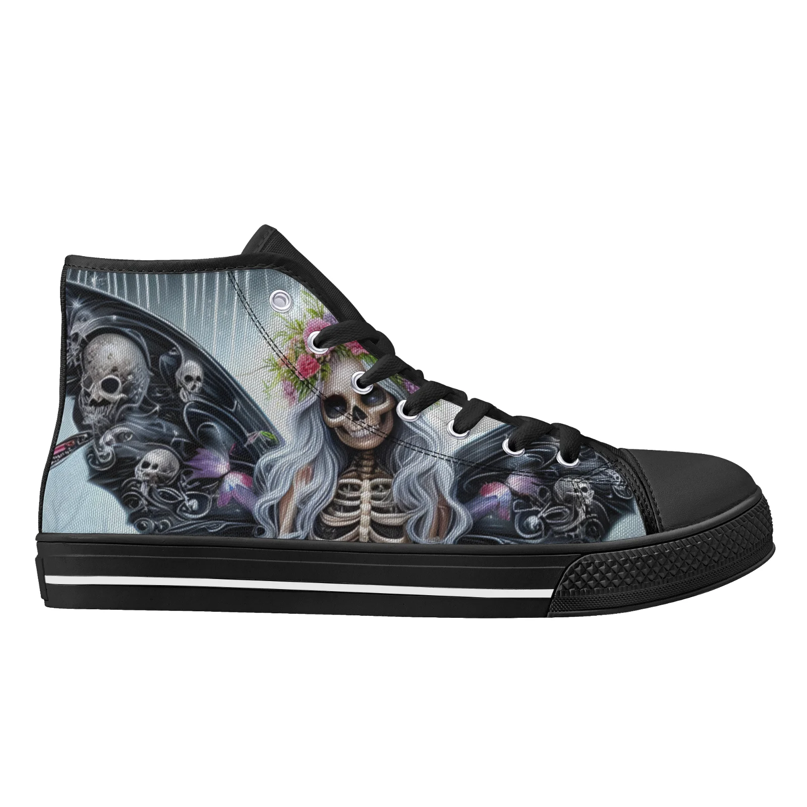 

Gothic Skull Prints Classic High Top Canvas Shoes for Men Women Vulcanized Shoes Flats Walking Sneakers High Quality Footwears
