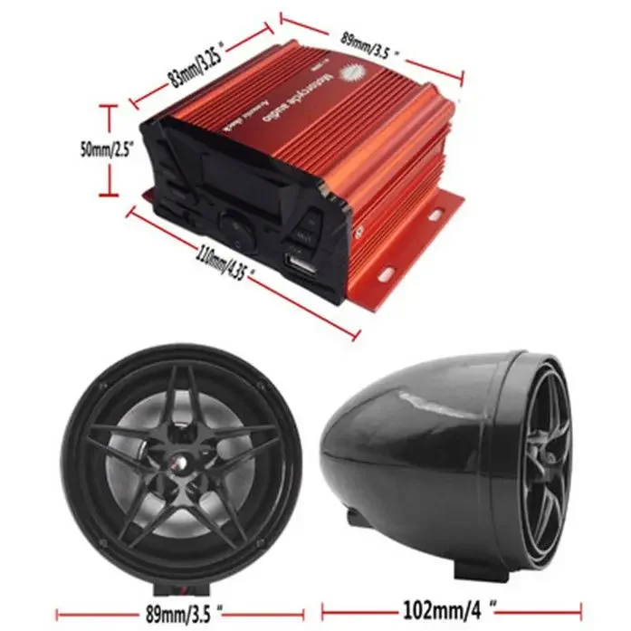 Durable 12V 4-Channel Amplifier for Motorcycle Electric Vehicle & Car High Power Audio MP3 Player & Subwoofer