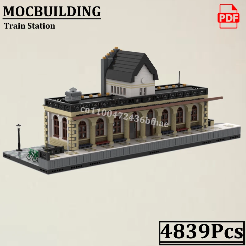 

Modular Train Station Model MOCBUILDING Blocks City Street View Construction Toys Gift