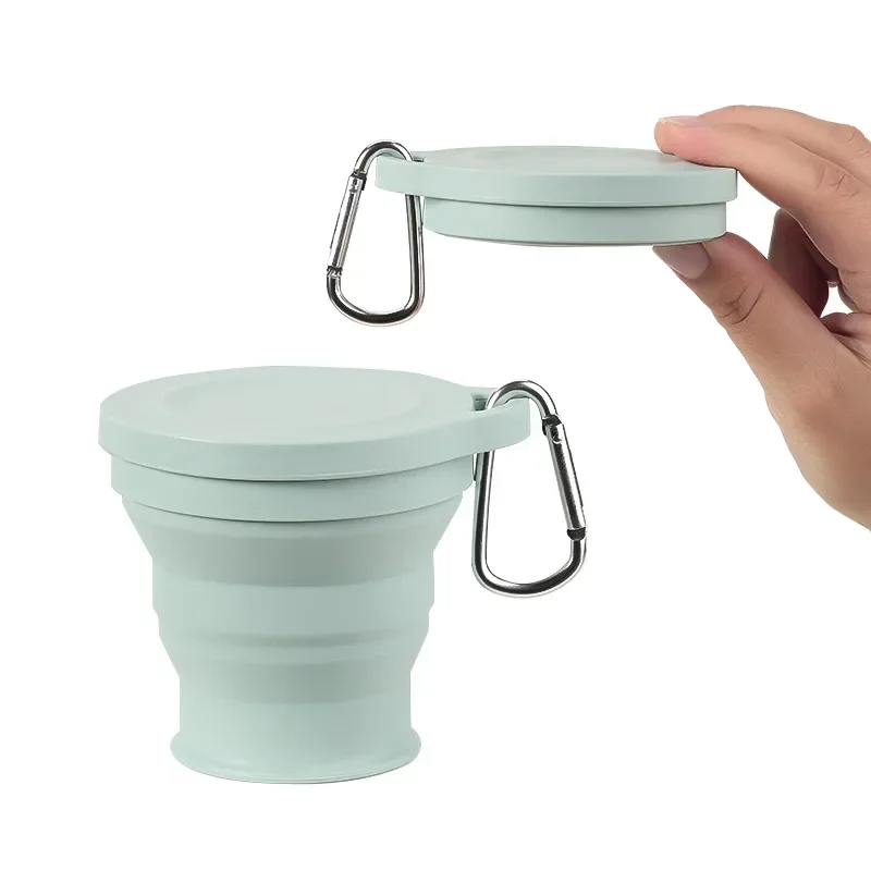 

180ML Folding Cup Mini Retractable Cup Silicone Portable Teacup Outdoor Travel Coffee Telescopic Drinking Mug with Lid