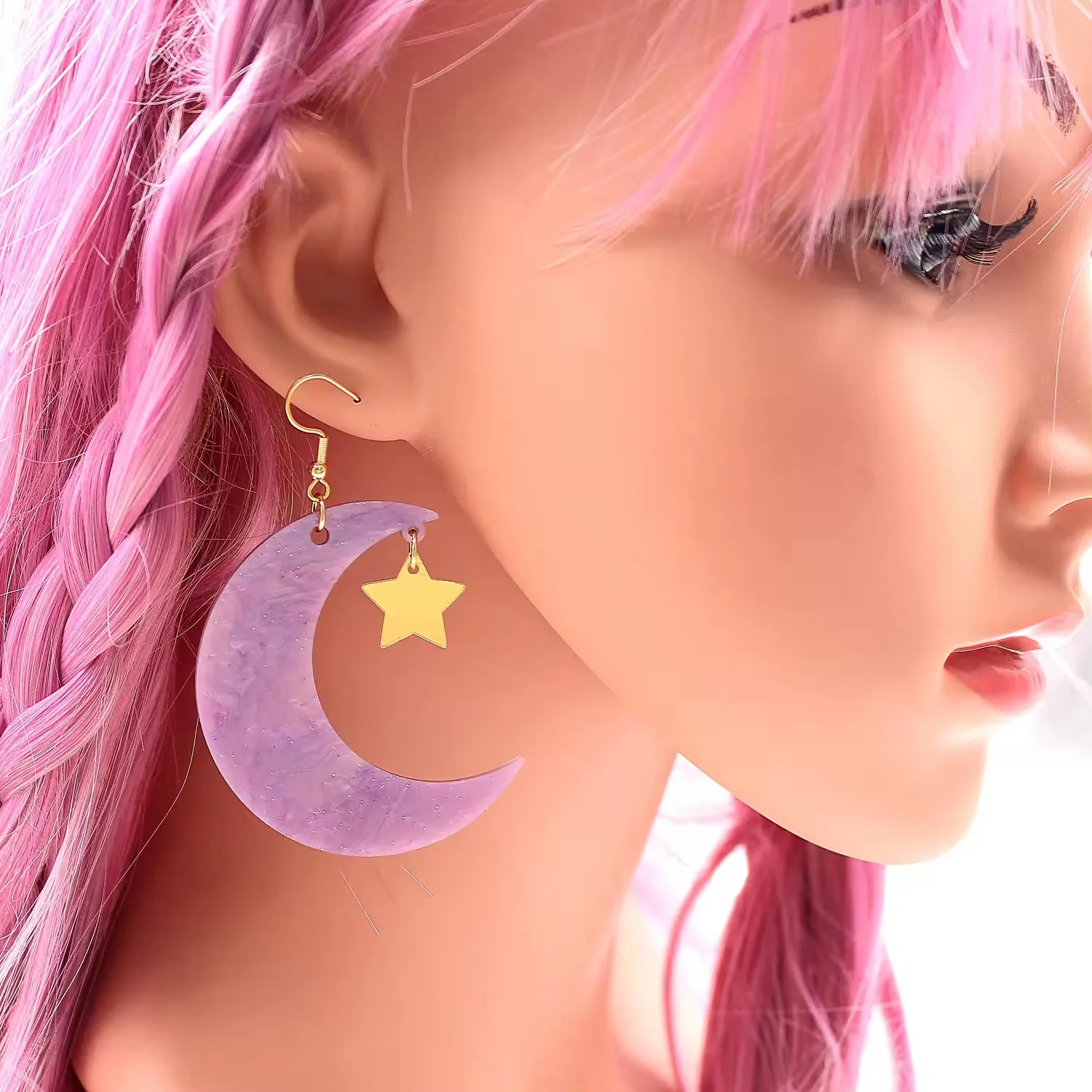 Boucles d'oreilles pendantes en acrylique découpées au laser, bijoux en résine incrustés faits à la main, Halloween, chat, lune, offre spéciale