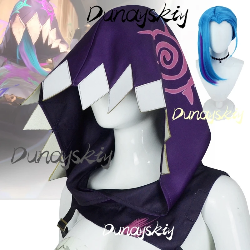 Jinx Косплей Шляпа Игра LoL Arcane Шляпы для ролевых игр Женская кепка Аксессуары для костюмов Наряды Хэллоуин Рождественская вечеринка Ролевые игры Костюм Реквизит