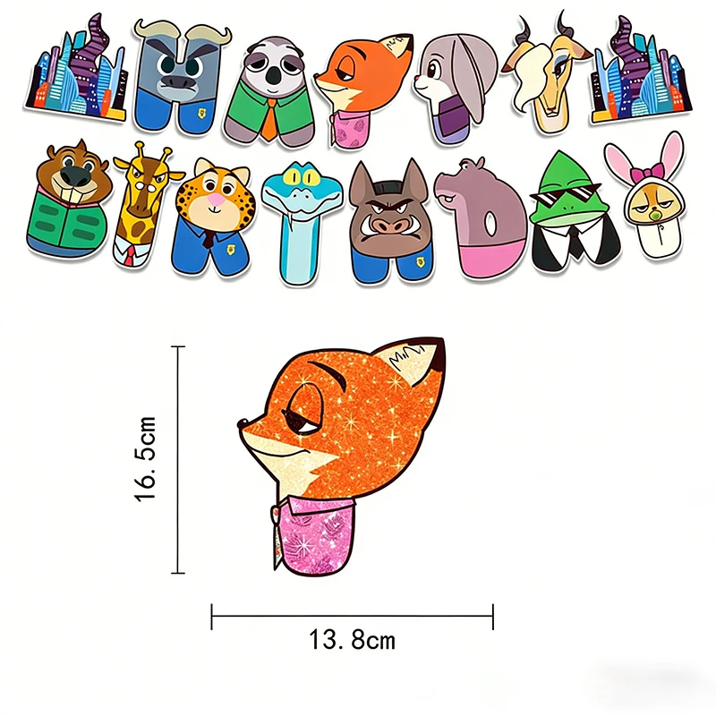 Zootopia 2 موضوع الطرف الديكور غاري الكرتون العلم بالون راية كعكة المساعدة ترتيب لوازم حفلة عيد ميلاد سعيد للأطفال #2