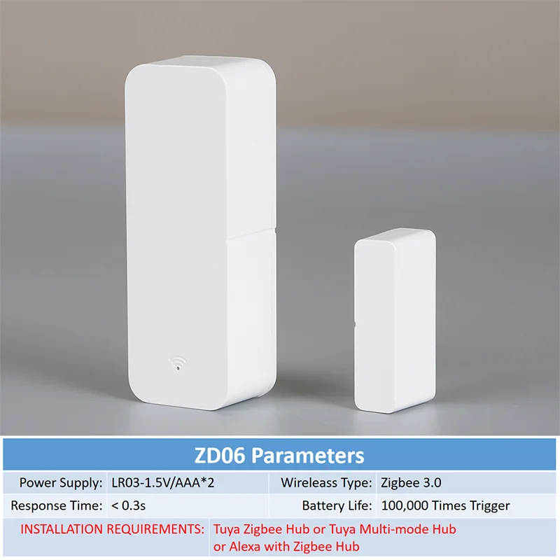 Tuya Zigbee 3.0 مستشعر نافذة الباب مستشعر الاتصال APP التحكم عن بعد عبر Smart Life يعمل مع Alexa Yandex Zigbee2Mqtt ZHA