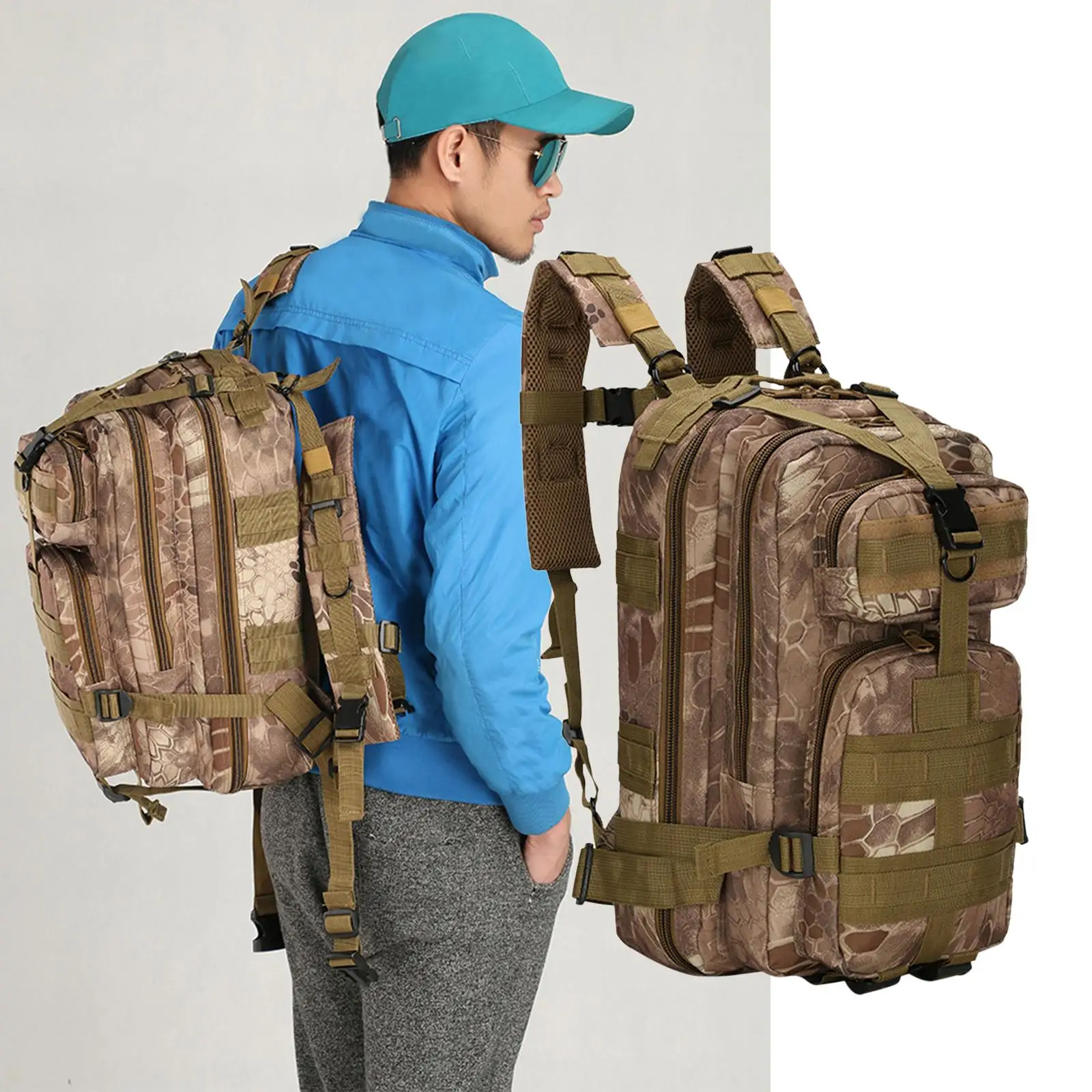 Hunting Hiking Backpack Day Pack Outdoor Rucksack Waterproof Combat Molle Pack Traveling Large Luggage Survival Ruck Haversack