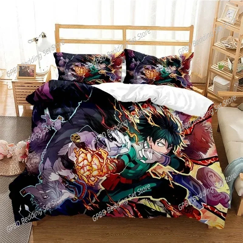 New Anime My Hero Academia Printed Comfortable Duvet Quilt Cover Pillowcase Bedding Set Children Bedroom Decoration Home Textile