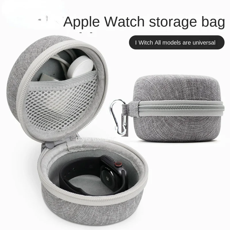 

For Apple Watch Series 7 6 5 4 3 2 1 Portable Charger Holder Dock Case Travel Hard Protective Airpods Bag Pouch Cover Zipper Box