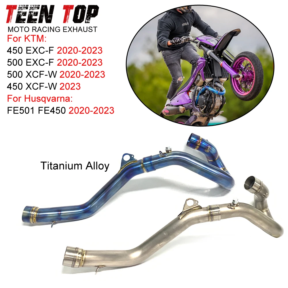For KTM 450EXC-F 500 EXC-F Front Link Pipe Titanium Alloy 50.5MM Dirt Bike For Husqvarna FE501 FE450 2020-2023 Exhaust Elbow